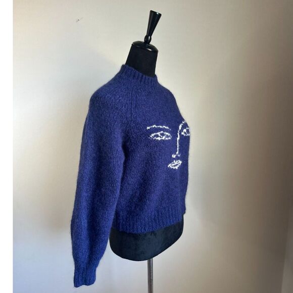 Paloma Wool Women's Cut Piero Knit Face Jumper Sweater Blue Alpaca Wool Size U - Picture 3 of 9